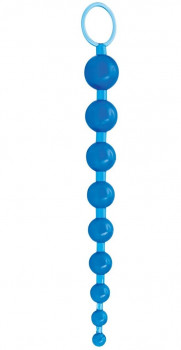 Голубая анальная цепочка Sex Please! Sexy Beads Blue - 27,9 см.
