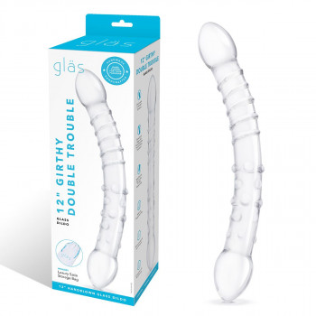 Двусторонний стеклянный фаллоимитатор 12’’ Girthy Double Trouble Glass Dildo - 30 см.