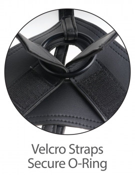 Кофейный страпон на виниловых трусиках Strap-on Harness Cock - 17,8 см.