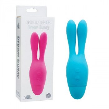 Голубой вибратор Indulgence Dream Bunny - 15 см.