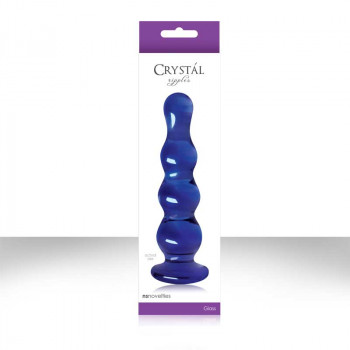 Синий стеклянный анальный стимулятор Crystal - Ripples