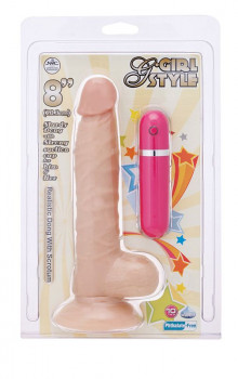 Телесный вибратор-реалистик на присоске G-Girl Style 8Inch Vibrating Dong - 20,3 см.
