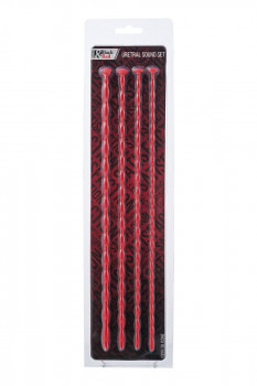 Набор из 4 красных уретральных зондов Toyfa Black&Red различного диаметра