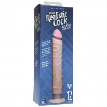Телесный вибратор The Realistic Cock Ultraskyn Without Balls Vibrating 12” - 33,5 см.