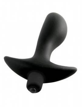 Чёрная анальная вибропробка с широким основанием Vibrating Perfect Plug - 12,5 см.