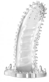 Прозрачная закрытая насадка с шипами Performance Tickler Sleeve - 14 см.